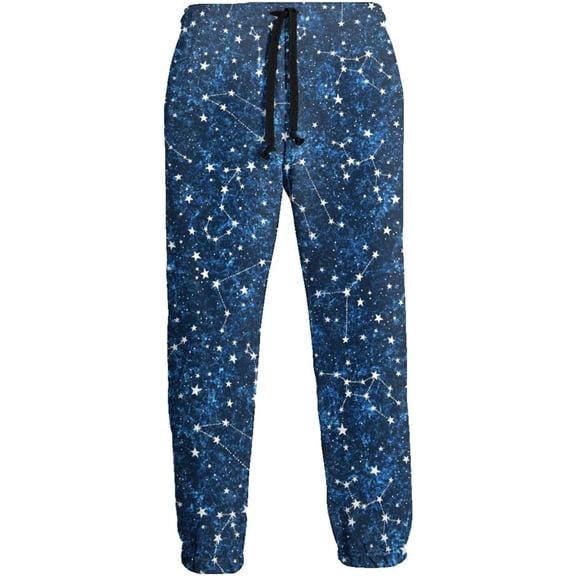 HPINK-T Beautiful Starry Sky Men's Printed Fleece Sweatpants Popular Joggers Pants Trousers with Pockets