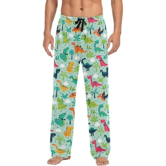HPINK-T Cartoon Dinosaur Men's Pajama Pants Super Soft Sleep Lounge Pants Pjs Bottoms with Pockets