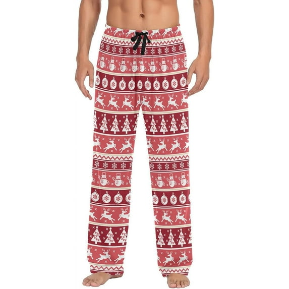 HPINK-T Christmas Mens Sleep Pajama Pants Set Bottoms Merry Christmas Fleece Lounge Sleepwear PJs
