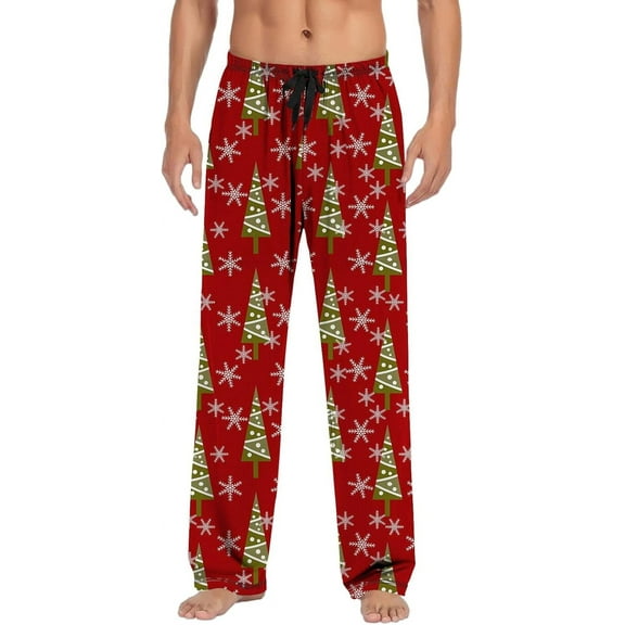 HPINK-T Christmas Pajama Pants for Men Lounge Pants Elastic Waist Xmas Loose Soft Comfortable Print PJ Flannel Bottoms Trousers
