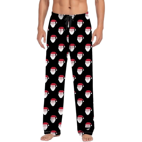 HPINK-T Christmas Pajama Pants for Men Lounge Pants Elastic Waist Xmas Loose Soft Comfortable Print PJ Flannel Bottoms Trousers