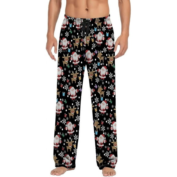 HPINK-T Christmas Pajama Pants for Men Lounge Pants Elastic Waist Xmas Loose Soft Comfortable Print PJ Flannel Bottoms Trousers