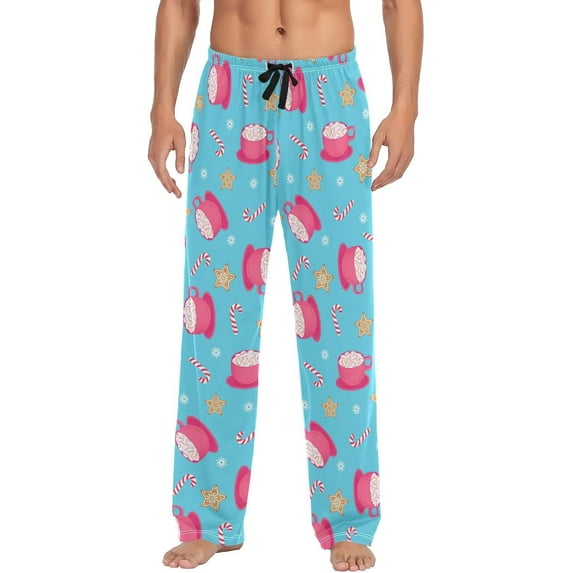 HPINK-T Christmas Pink Cups Mens Sleep Pajama Pants Set Bottoms Lounge Sleepwear PJs