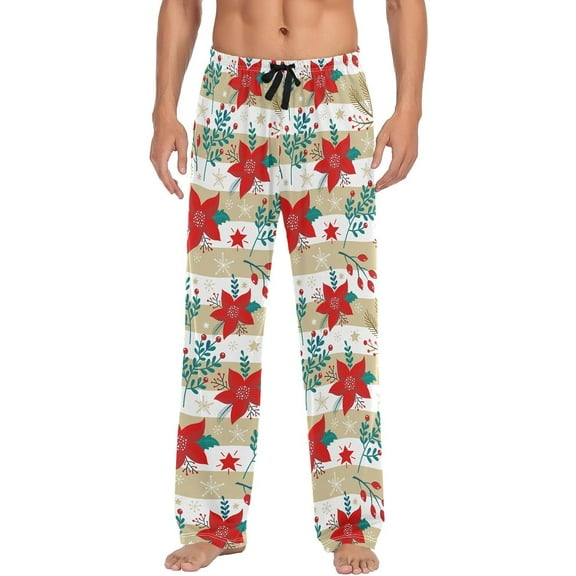 HPINK-T Christmas Plaid Pajama Pants Mens Lounge Pants Super Soft Men Pajama Bottoms with Drawstring & Pockets