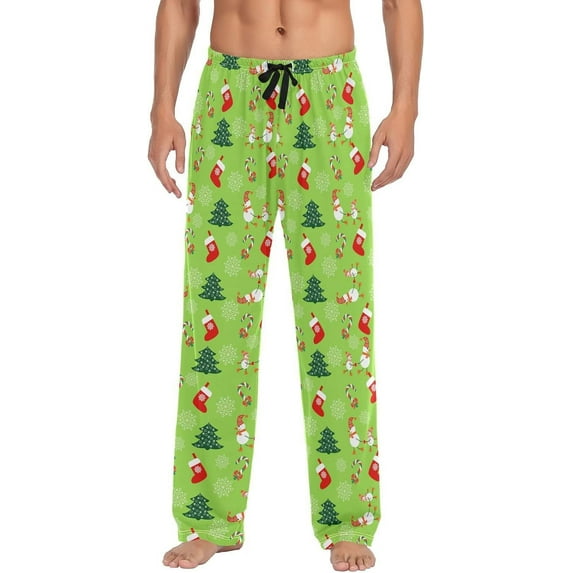 HPINK-T Christmas Tree Green Mens Sleep Pajama Pants Set Bottoms Lounge Sleepwear PJs