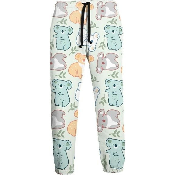 HPINK-T Colored Koala Men's Printed Fleece Sweatpants Popular Joggers Pants Trousers with Pockets