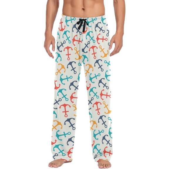 HPINK-T Colorful Boat Anchor Mens Pajama Pants Lounge Men's Pajama Bottoms Soft Sleep Pants With Pockets
