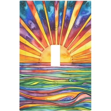 HPINK-T Colorful Boho Sun 1 Gang Single Toggle Light Switch Cover Bedroom Bathroom Electrical Sea Faceplate Decorative Wall Plate Mid Size