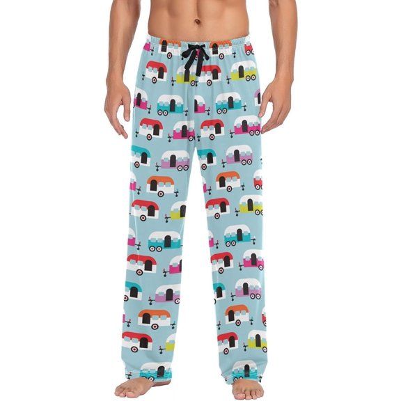 HPINK-T Colorful Cartoon Bus Mens Pajama Pants Lounge Men's Pajama Bottoms Soft Sleep Pants With Pockets