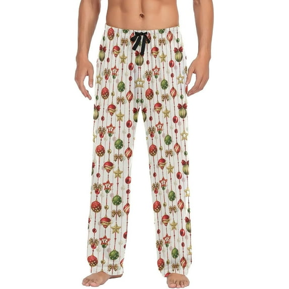 HPINK-T Colorful Christmas Decoration Pajama Pants Mens Lounge Pants Lightweight Men Pajama Bottoms with Drawstring Pockets