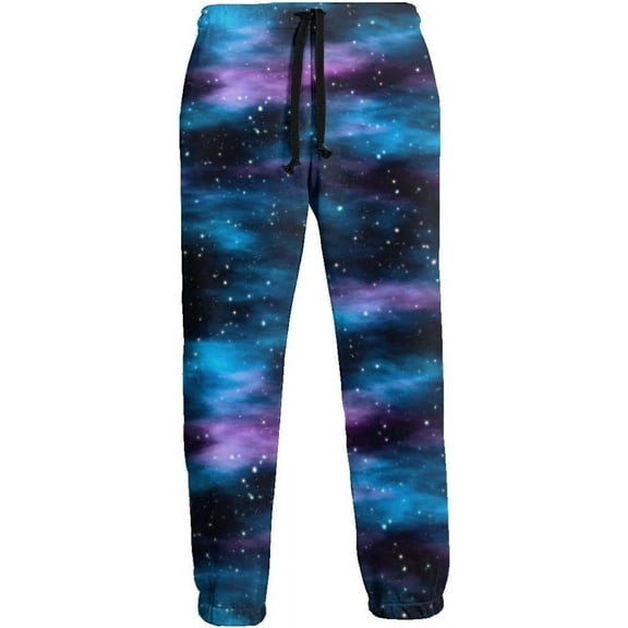 HPINK-T Colorful Galaxy Men's Printed Fleece Sweatpants Casual Joggers Pants Trousers with Pockets
