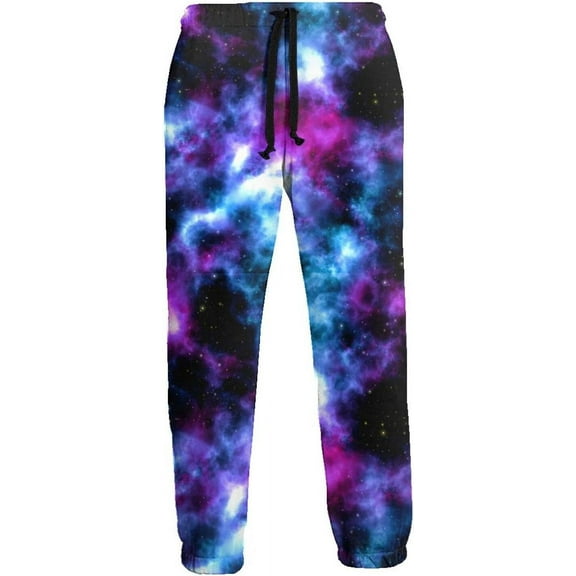 HPINK-T Colorful Galaxy Men's Printed Fleece Sweatpants Stylish Joggers Pants Trousers with Pockets
