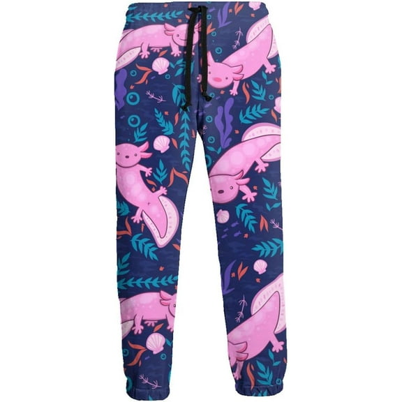 HPINK-T Cute Axolotls Men's Printed Fleece Sweatpants Popular Joggers Pants Trousers with Pockets