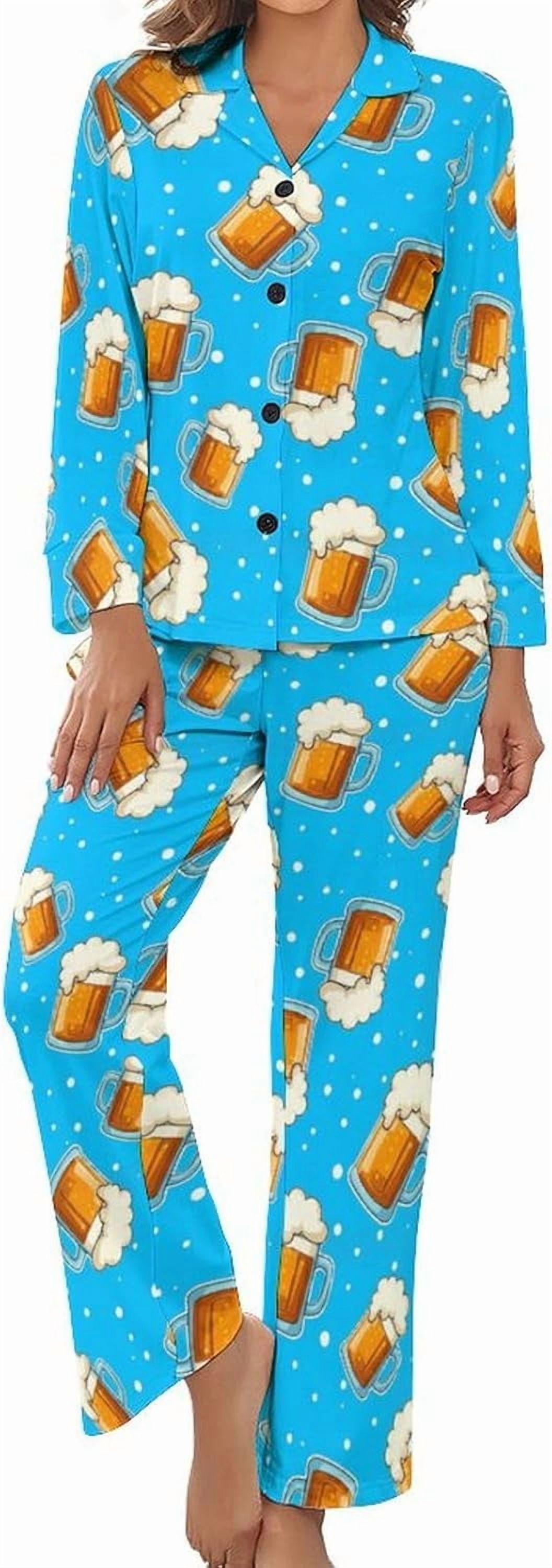 HPINK-T Cute Beer Mugs Foam Women's Long-Sleeve Shirt And Full-Length ...