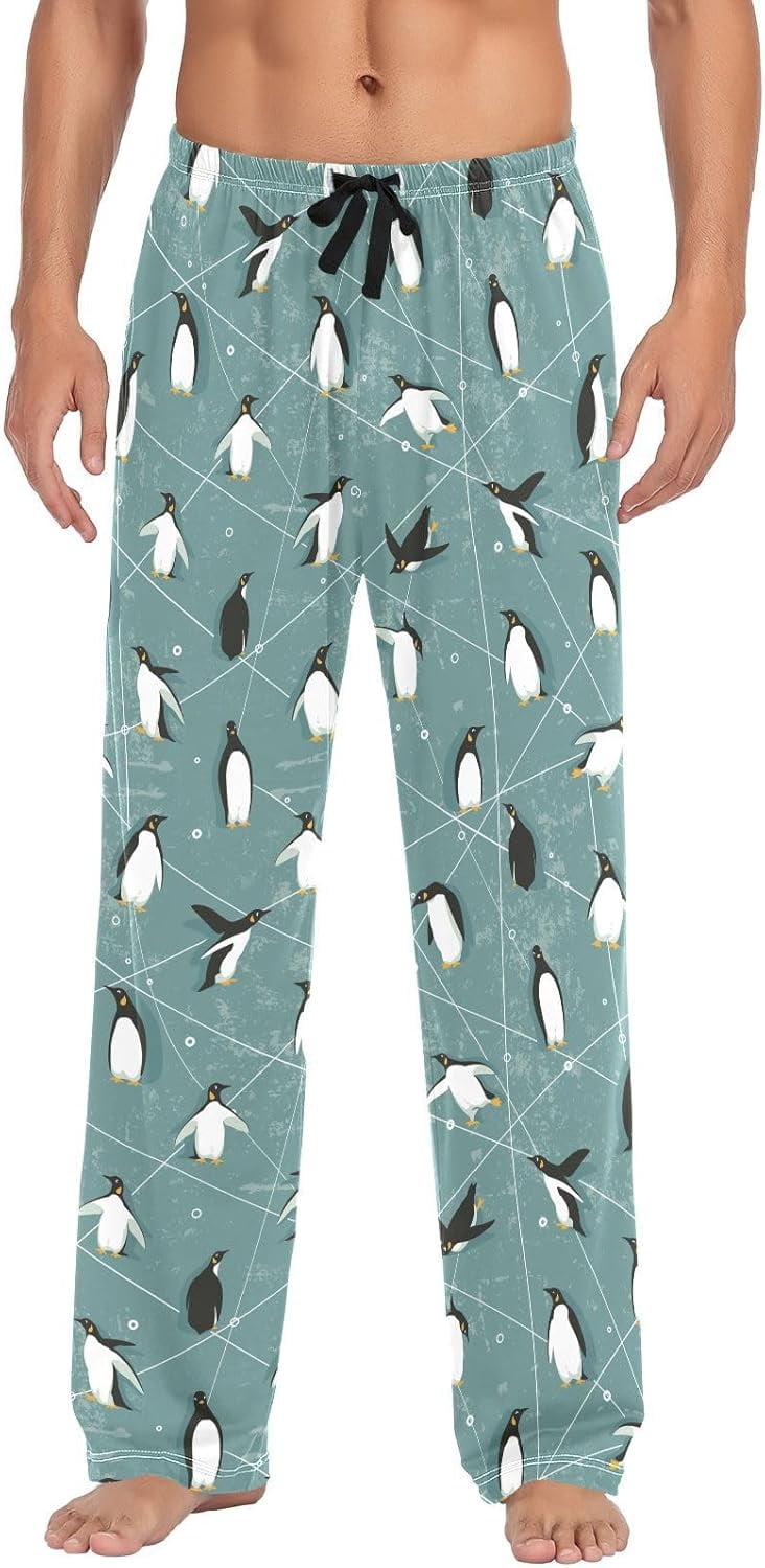 HPINK-T Cute Penguin Men's Cotton Pajama Pants Soft Comfy Sleep