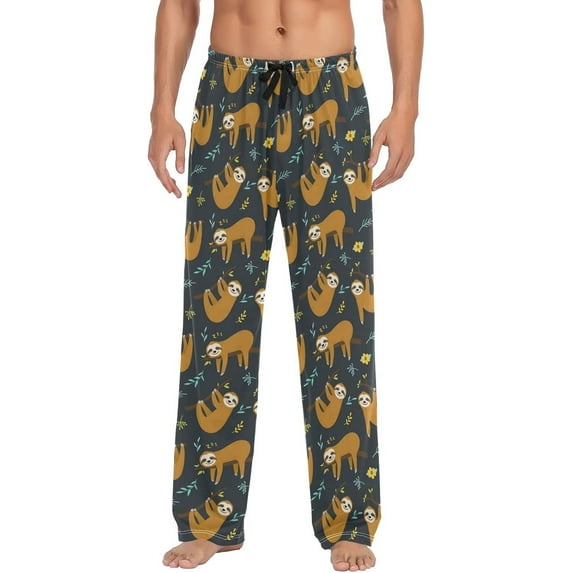 HPINK-T Cute Sloth Pajama Pants Mens Lounge Pants Super Soft Men Pajama Bottoms with Pockets Drawstring