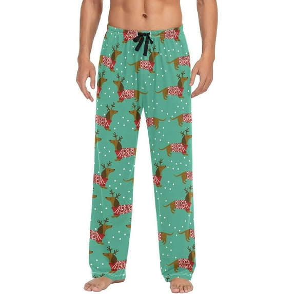 HPINK-T Dachshund Print Men's Cotton Pajama Pants Soft Comfy Sleep & Lounge Pants Pjs Bottoms with Pockets