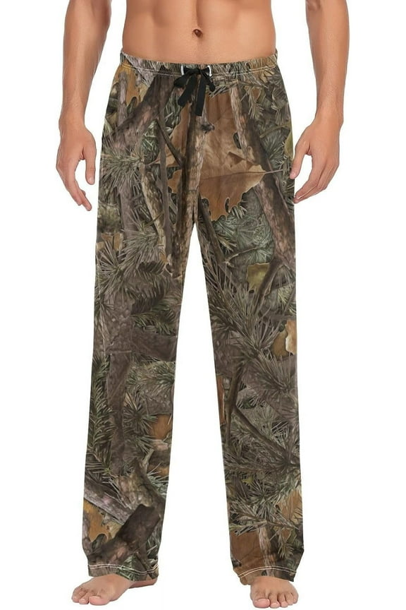 Forest Camo Men's Pajama Pants Soft Comfy Sleep Lounge Pants Pjs Bottoms with Pockets