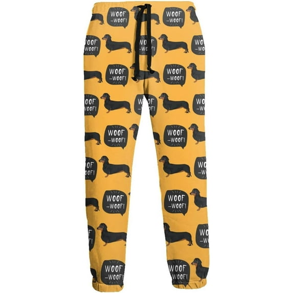 HPINK-T Funny Dachshund Men's Printed Fleece Sweatpants Popular Joggers Pants Trousers with Pockets