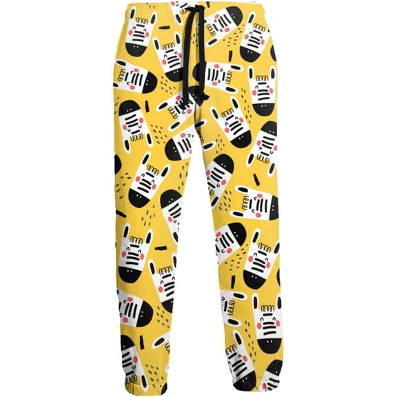 HPINK-T Funny Zebra Men's Printed Fleece Sweatpants Novelty Joggers Pants Trousers with Pockets