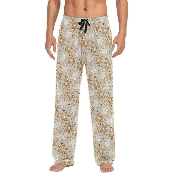 HPINK-T Gingerbread man Mens Sleep Pajama Pants Set Bottoms Ginger Man Christmas Fleece Lounge Sleepwear PJs