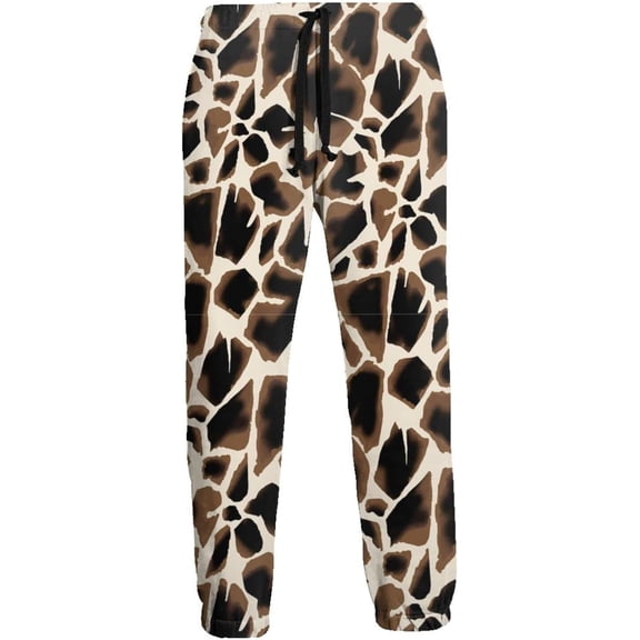 HPINK-T Giraffe Spots Men's Printed Fleece Sweatpants Casual Joggers Pants Trousers with Pockets