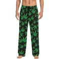 thumbnail image 1 of HPINK-T Green Cannabis Marijuana Leaf Men's Pajama Pants Super Soft Sleep Lounge Pants Pjs Bottoms with Pockets, 1 of 7