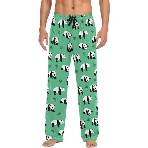 HPINK-T Green Panda Men's Pajama Pants Super Soft Sleep Lounge Pants Pjs Bottoms with Pockets