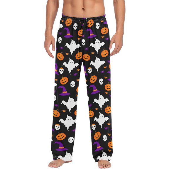 HPINK-T Halloween Pumpkin Mens Pajama Pants Lounge Men's Pajama Bottoms Soft Sleep Pants With Pockets