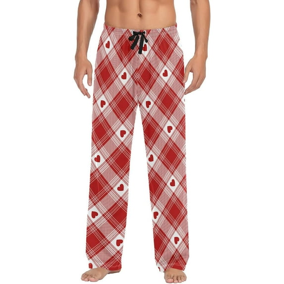HPINK-T Leopard Crowbar Plaid Pattern Pajama Pants Mens Lounge Pants Super Soft Men Pajama Bottoms with Drawstring & Pockets