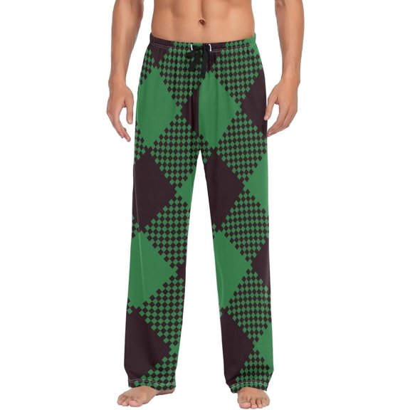 HPINK-T Leopard Crowbar Plaid Pattern Pajama Pants Mens Lounge Pants Super Soft Men Pajama Bottoms with Drawstring & Pockets