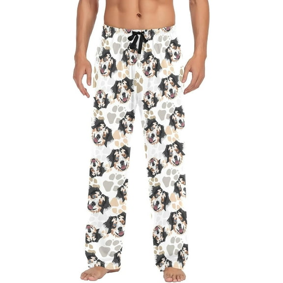 HPINK-T Men's Australian Shepherd Dog Pajama Pants Cotton Soft Comfy Sleep Lounge Pants Pjs Bottoms