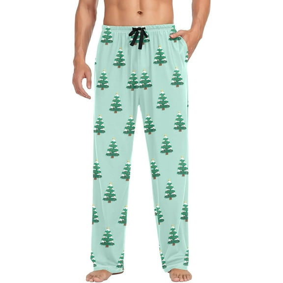 HPINK-T Men's Christmas Christmas Tree Green Sleep Pajama Pant Bottoms with Pockets