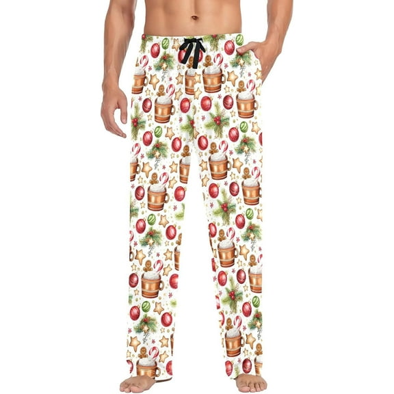HPINK-T Men's Christmas Gingerbread Sleep Pajama Pant,Soft Pajama Bottoms with Pockets Drawstring