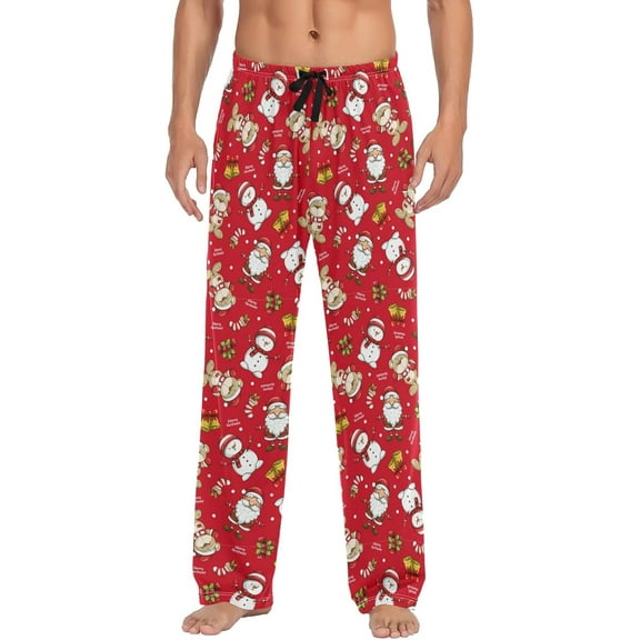 HPINK-T Men's Flannel Pajama Pants Christmas Gnome Snowflakes Sleep Lounge PJ Bottoms Sweatpants S