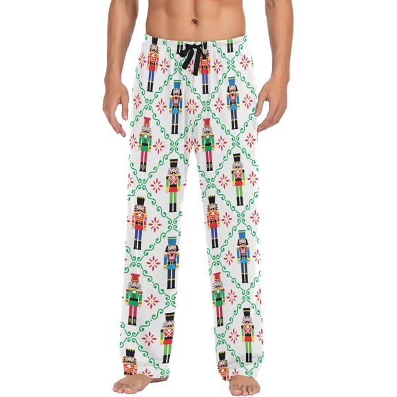 HPINK-T Men's Flannel Pajama Pants Christmas Gnome Snowflakes Sleep Lounge PJ Bottoms Sweatpants S