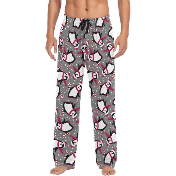 HPINK-T Men's Flannel Pajama Pants Christmas Gnome Snowflakes Sleep Lounge PJ Bottoms Sweatpants S