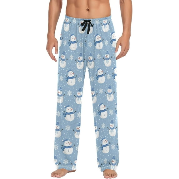 HPINK-T Men's Flannel Pajama Pants Christmas Gnome Snowflakes Sleep Lounge PJ Bottoms Sweatpants S