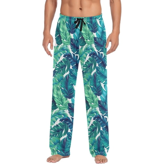 HPINK-T Men's Flannel Pajama Pants Palm Tree Sleep Lounge PJ Bottoms Sweatpants