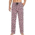 thumbnail image 1 of HPINK-T Men's Pajama Bottoms Cotton Lightweight Pink Leopard Grain Casual Lounge Pants with Pockets, 1 of 6
