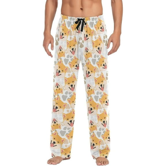 HPINK-T Men's Pajama Pants Super Soft Shiba Inu Dog Sleep Lounge Pants Pjs Bottoms with Pockets