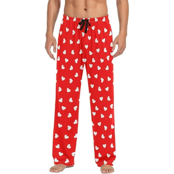 HPINK-T Men's Pajama Pants Super Soft Valentines Heart Sleep Lounge Pants Pjs Bottoms with Pockets