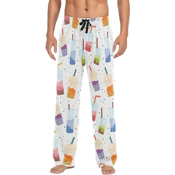 HPINK-T Mens Pajama Pants Bubble Tea Drinks Men's Pajama Bottoms Sleep Lounge Pj Pants for Men Drawstring Pockets S-XXL