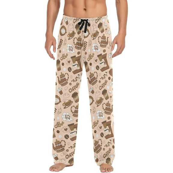 HPINK-T Mens Pajama Pants Coffee Pot and Coffee Cup Sleep Pants Pj Bottoms Lounge Pant Sweatpants S