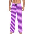 thumbnail image 1 of HPINK-T Mens Sleep Pajama Pants Set Bottoms Black Hot Pink Stripes Fleece Lounge Sleepwear PJs S, 1 of 7
