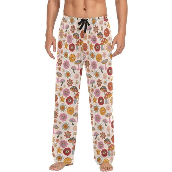 HPINK-T Mens Sleep Pajama Pants Set Bottoms Cute Scary Halloween Ghost Fleece Lounge Sleepwear PJs S