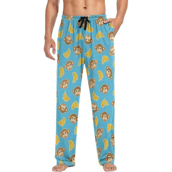 HPINK-T Monkey Banana Men's Pajama Pants Super Soft Sleep Lounge Pants Pjs Bottoms with Pockets