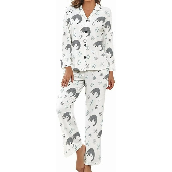 HPINK-T Nutcracker Soldier Gift Women's Long-Sleeve Shirt And Full-Length Bottom Pajama Set