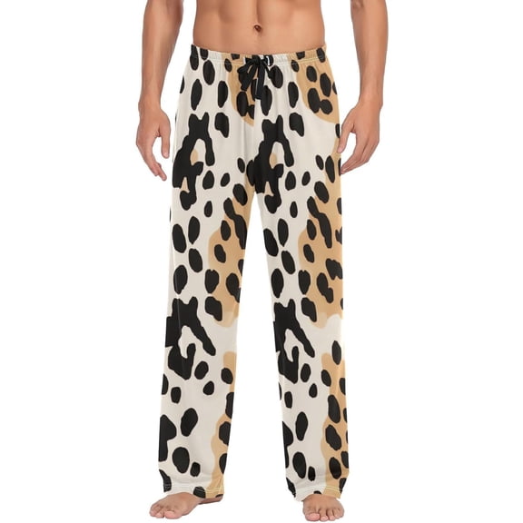 HPINK-T Pajama Pants Mens Lounge Pants Leopard Print Blue Yellow Lightweight Men Pajama Bottoms