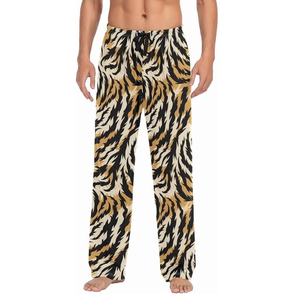 HPINK-T Pajama Pants Mens Lounge Pants Leopard Print Blue Yellow Lightweight Men Pajama Bottoms